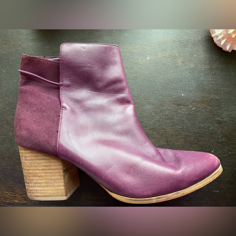 Kate Spade Saturday purple leather & suede boots - lightly worn.